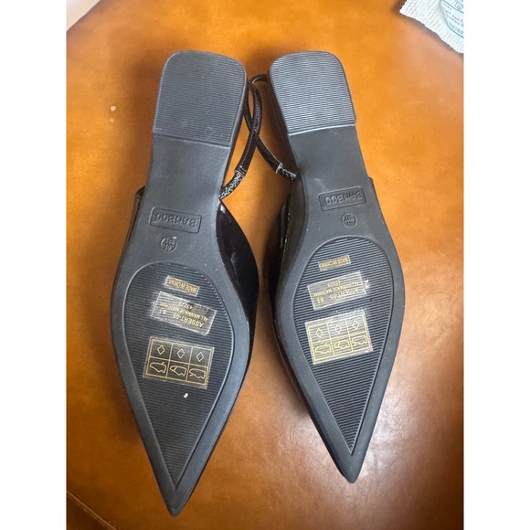 BAMBOO Black Patent Pointed Toe Slingback Flats Women's Size 8 NEW - Picture 4 of 4